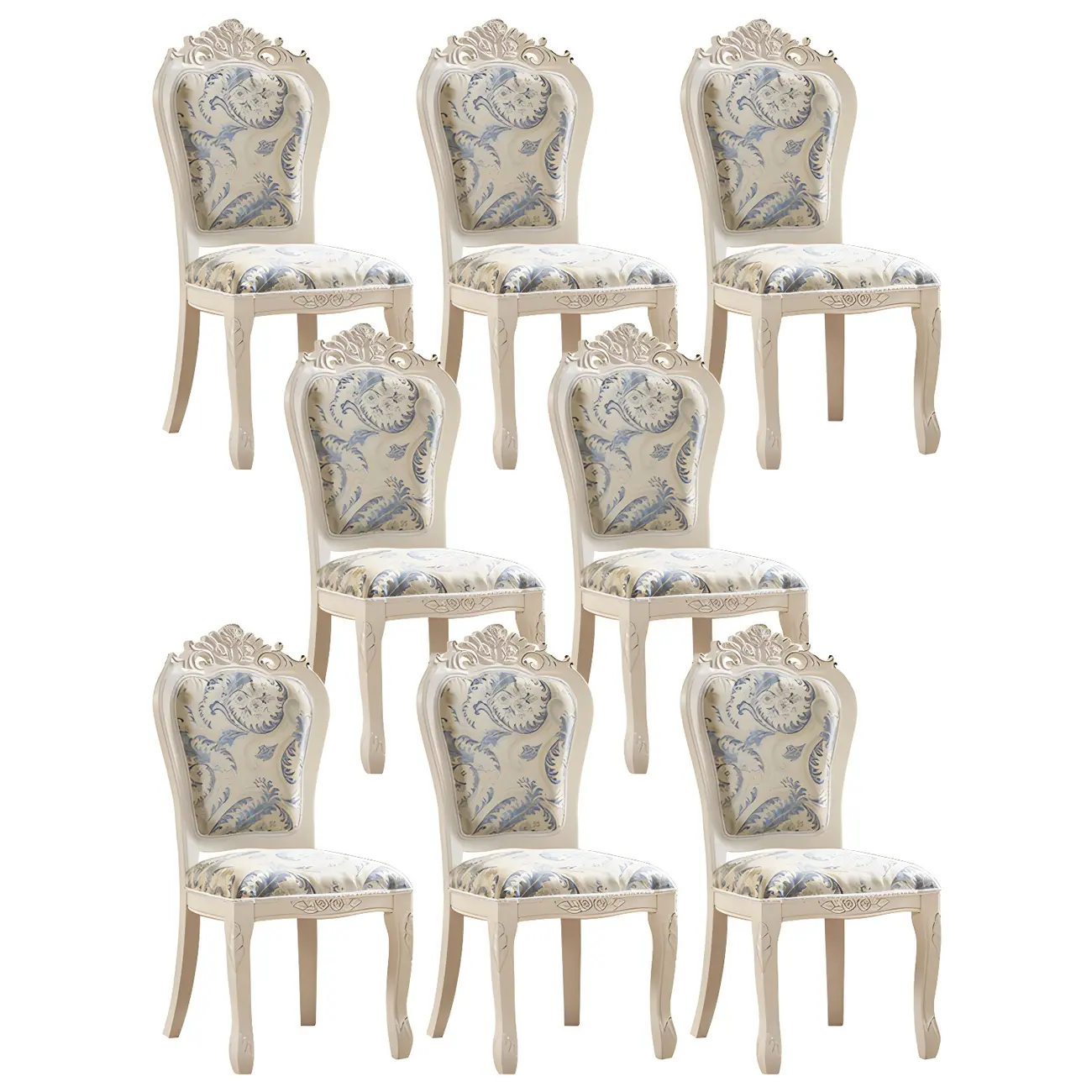 White Wood Victorian Upholstered Dining Chair Image - 39 | homeyfad
