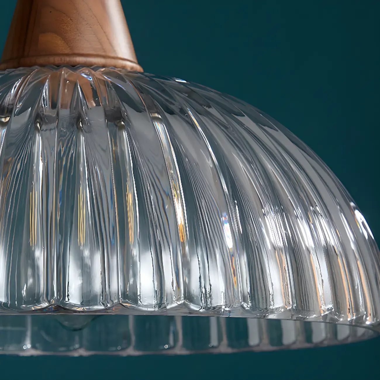 Vintage Brown Reeded Glass Lampshade Pendant Light for Home Decor Image - 15