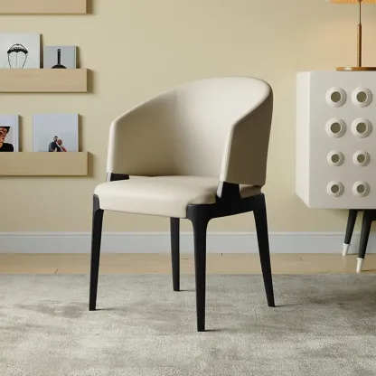 Contemporary Faux Leather Slop Arm Dining Chair Image - 3