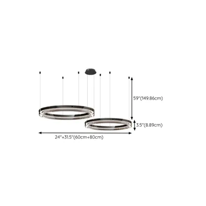Modern LED Round Metal Chandelier with Flexible Height Image - 19