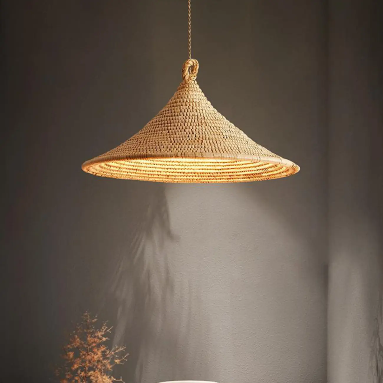 Southeast Asia Style Rattan Cone Pendant Lamp for Decor Image - 1 | homeyfad
