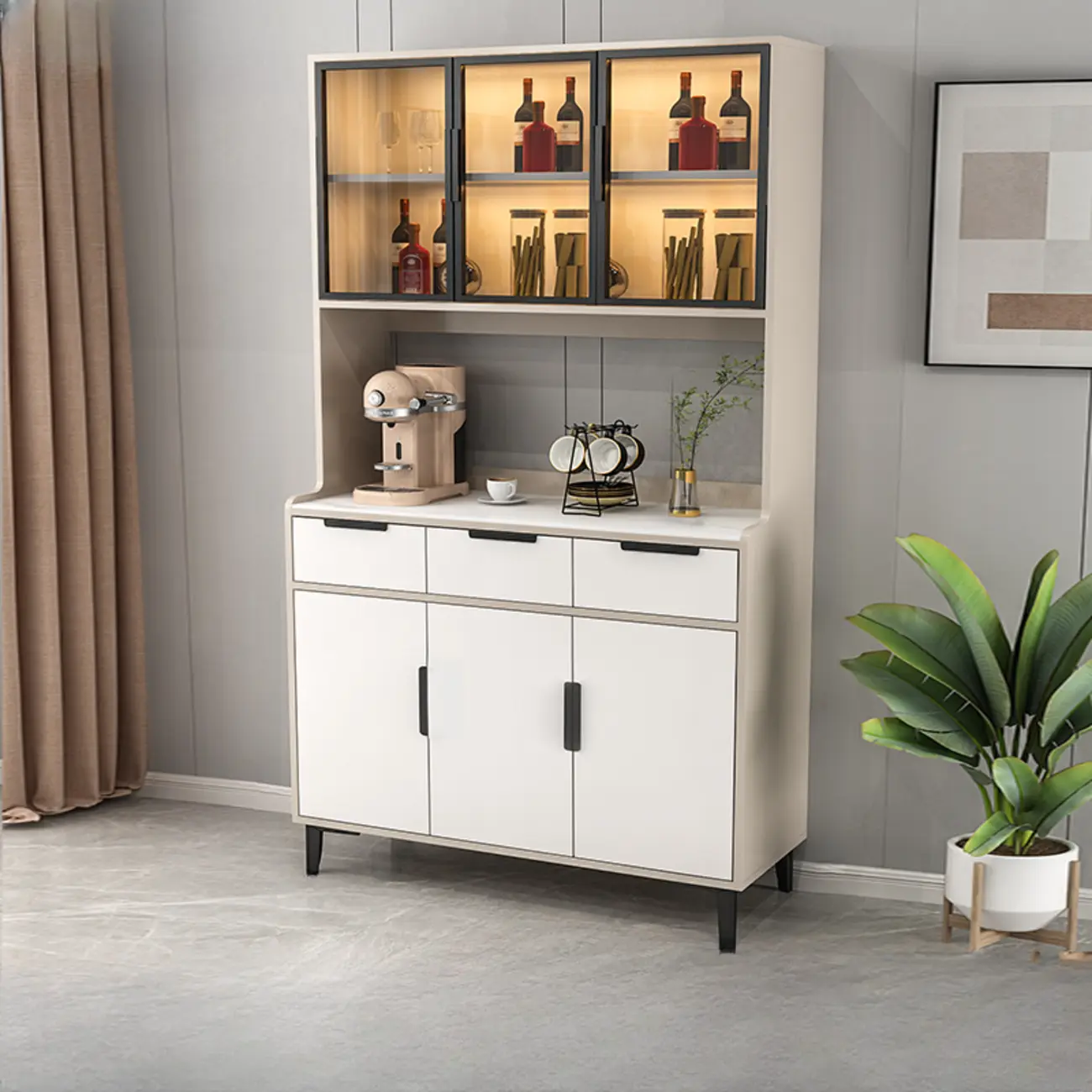 Modern Wooden Display Cabinet with Glass Doors Image - 24 | homeyfad