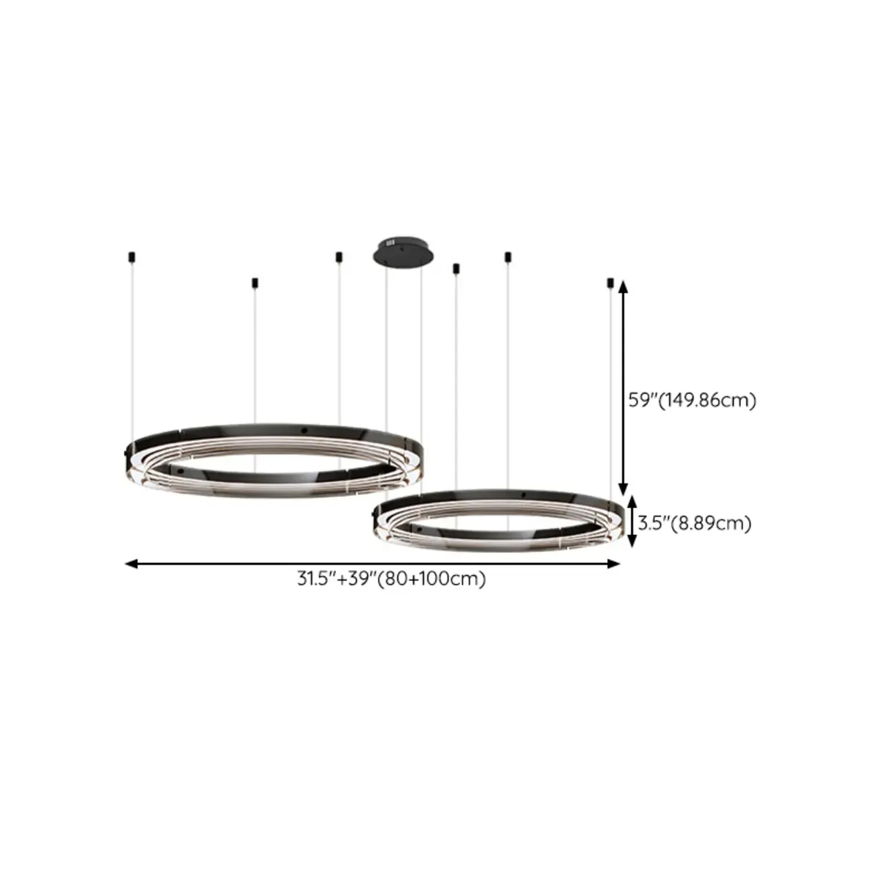 Modern LED Round Metal Chandelier with Flexible Height Image - 20