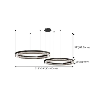 Modern LED Round Metal Chandelier with Flexible Height Image - 20