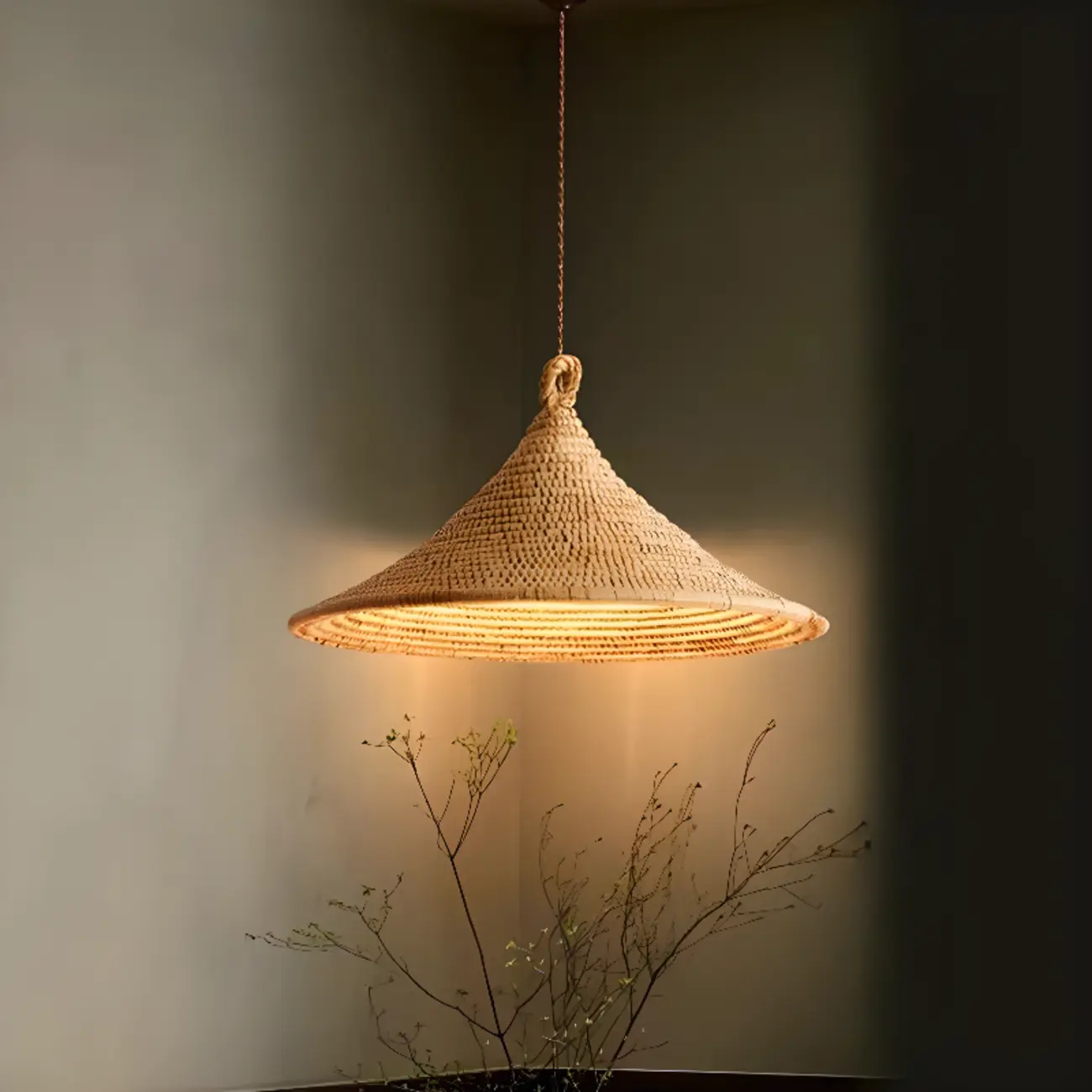 Southeast Asia Style Rattan Cone Pendant Lamp for Decor Image - 2 | homeyfad