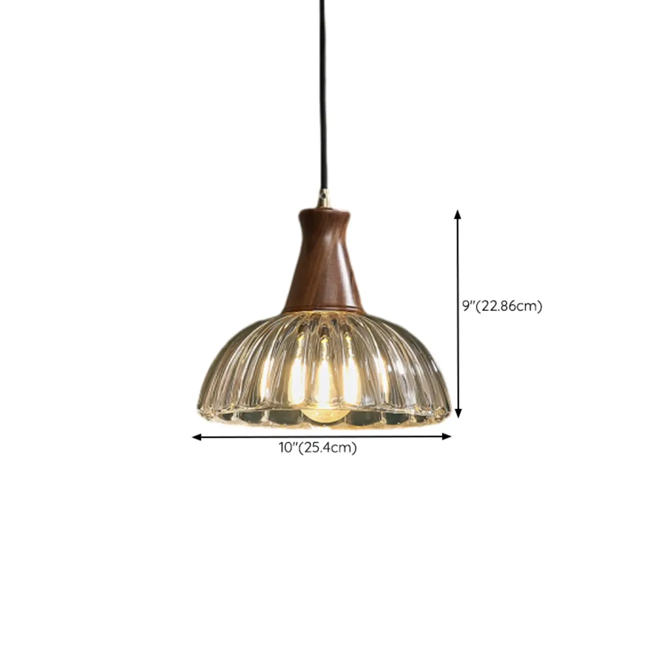 Vintage Brown Reeded Glass Lampshade Pendant Light for Home Decor #size