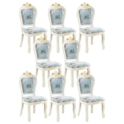 White Wood Victorian Upholstered Dining Chair Image - 41