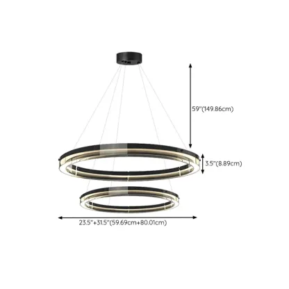 Modern LED Round Metal Chandelier with Flexible Height Image - 21