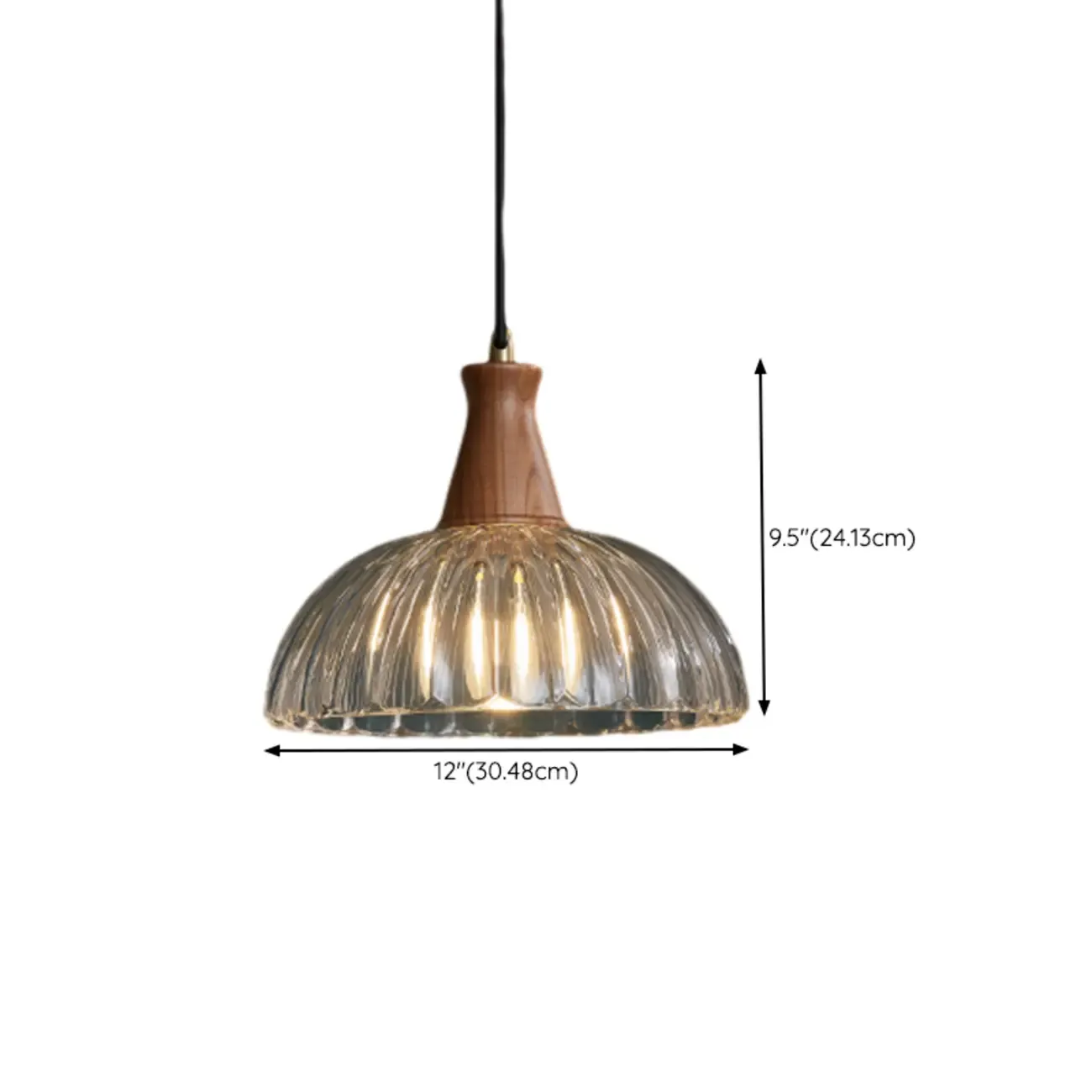 Vintage Brown Reeded Glass Lampshade Pendant Light for Home Decor Image - 18