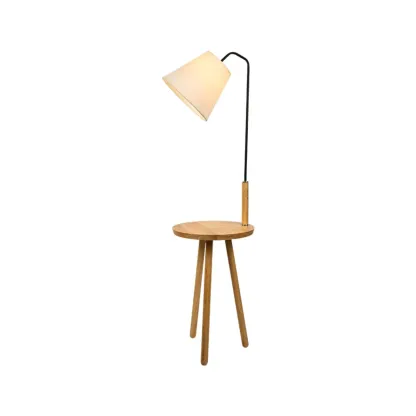 Metal Fabric Shade Floor Lamp with Tripod Table for Living Room Image - 5
