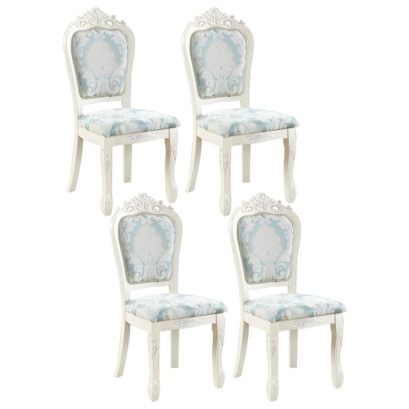 White Wood Victorian Upholstered Dining Chair Image - 42 | homeyfad