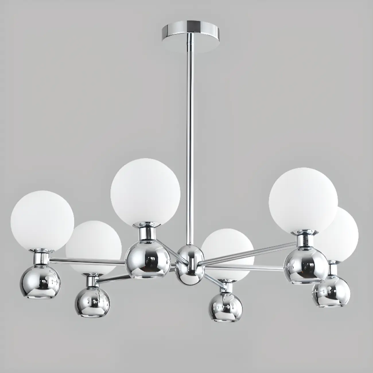 Modern Style White Globe Chandelier with Metal Frame Image - 15 | homeyfad