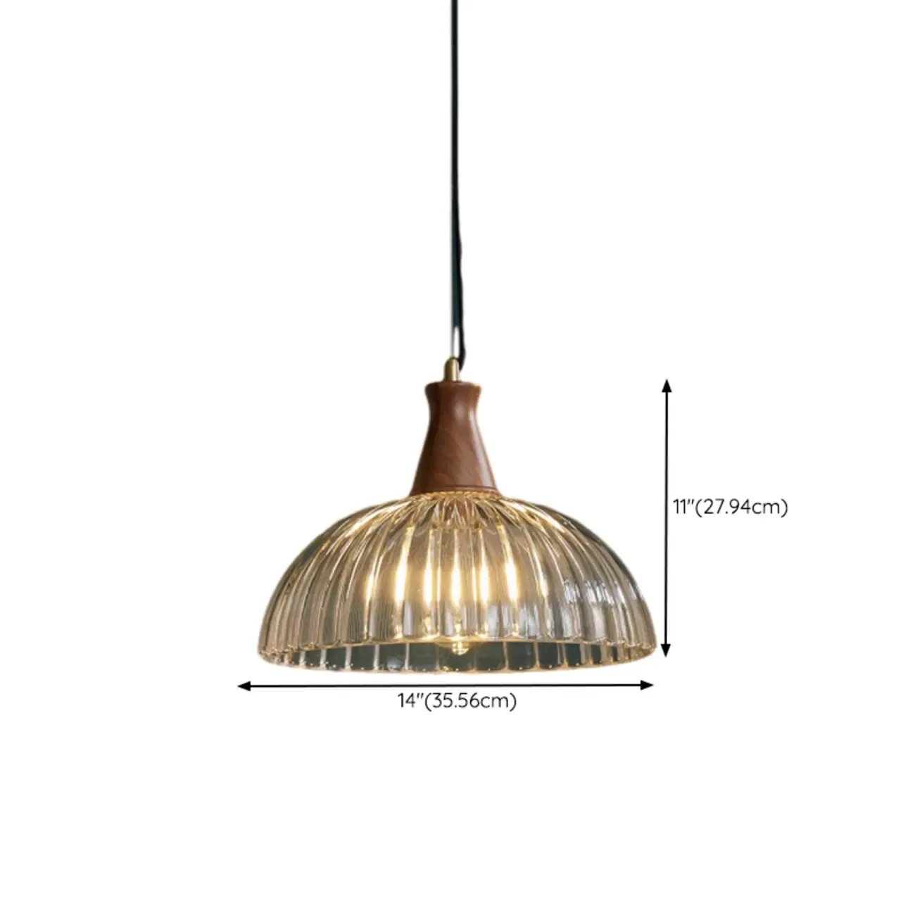 Vintage Brown Reeded Glass Lampshade Pendant Light for Home Decor Image - 19