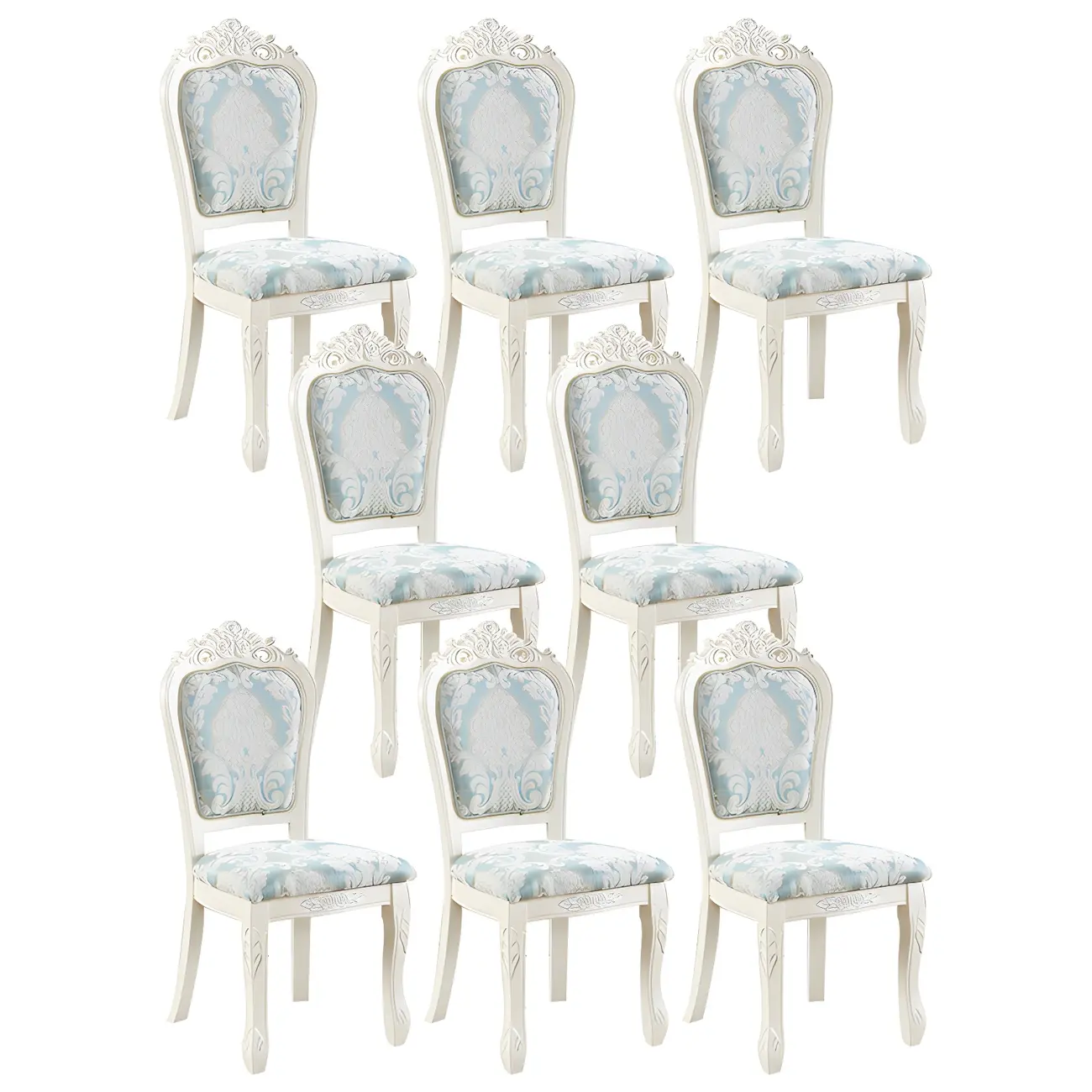 White Wood Victorian Upholstered Dining Chair Image - 43 | homeyfad