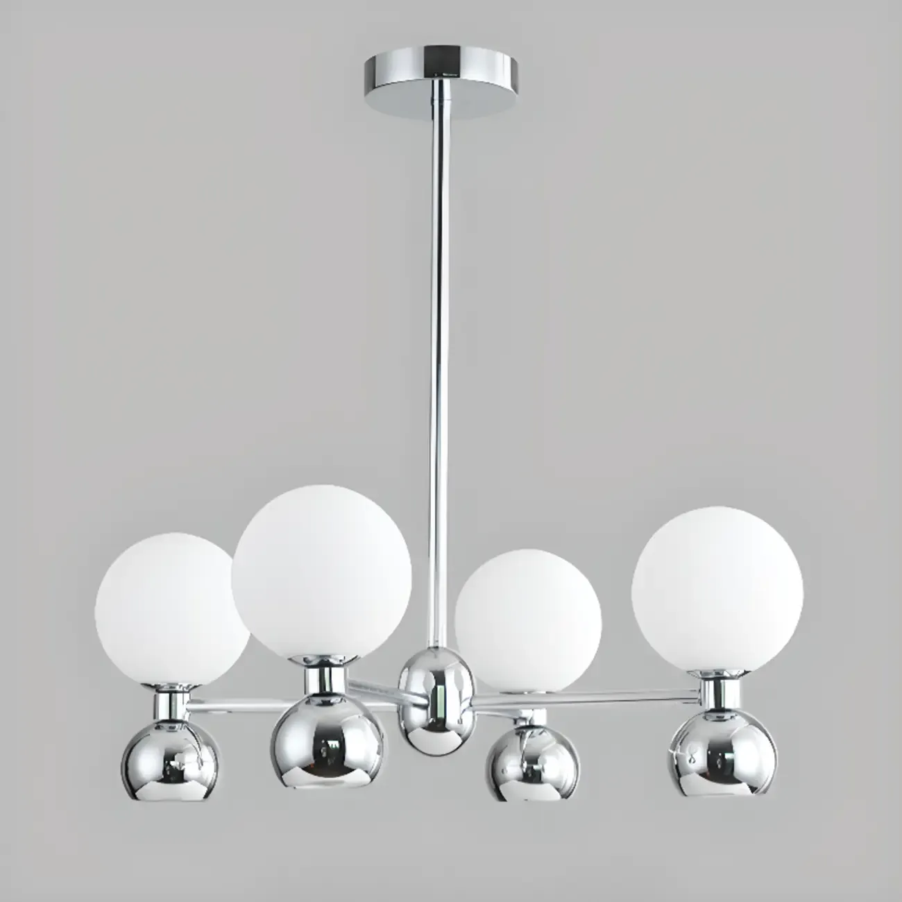 Modern Style White Globe Chandelier with Metal Frame Image - 17