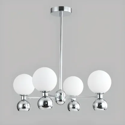 Modern Style White Globe Chandelier with Metal Frame Image - 17