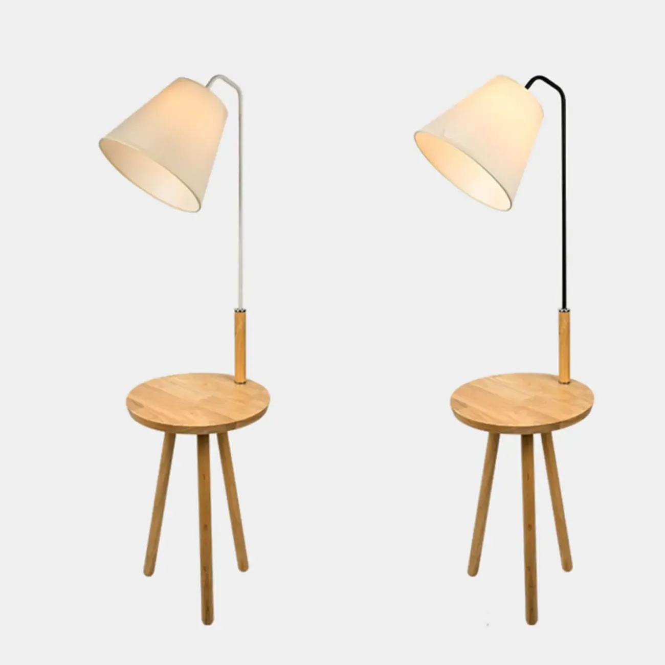 Metal Fabric Shade Floor Lamp with Tripod Table for Living Room Image - 7
