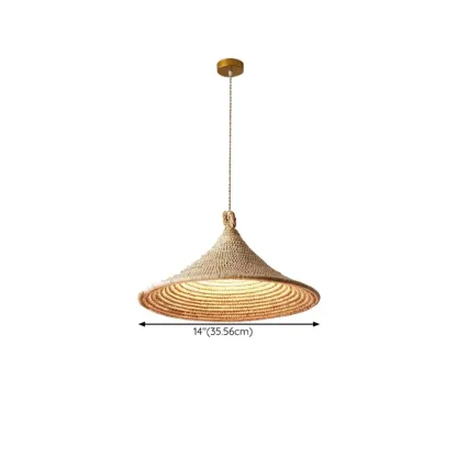 Southeast Asia Style Rattan Cone Pendant Lamp for Decor #size