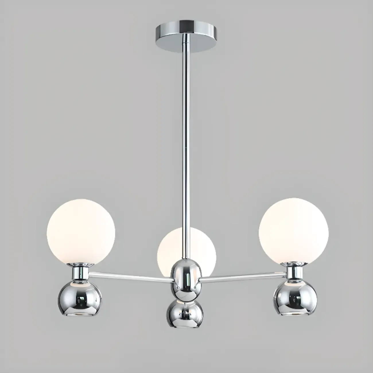 Modern Style White Globe Chandelier with Metal Frame Image - 18