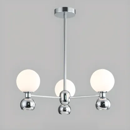 Modern Style White Globe Chandelier with Metal Frame Image - 18