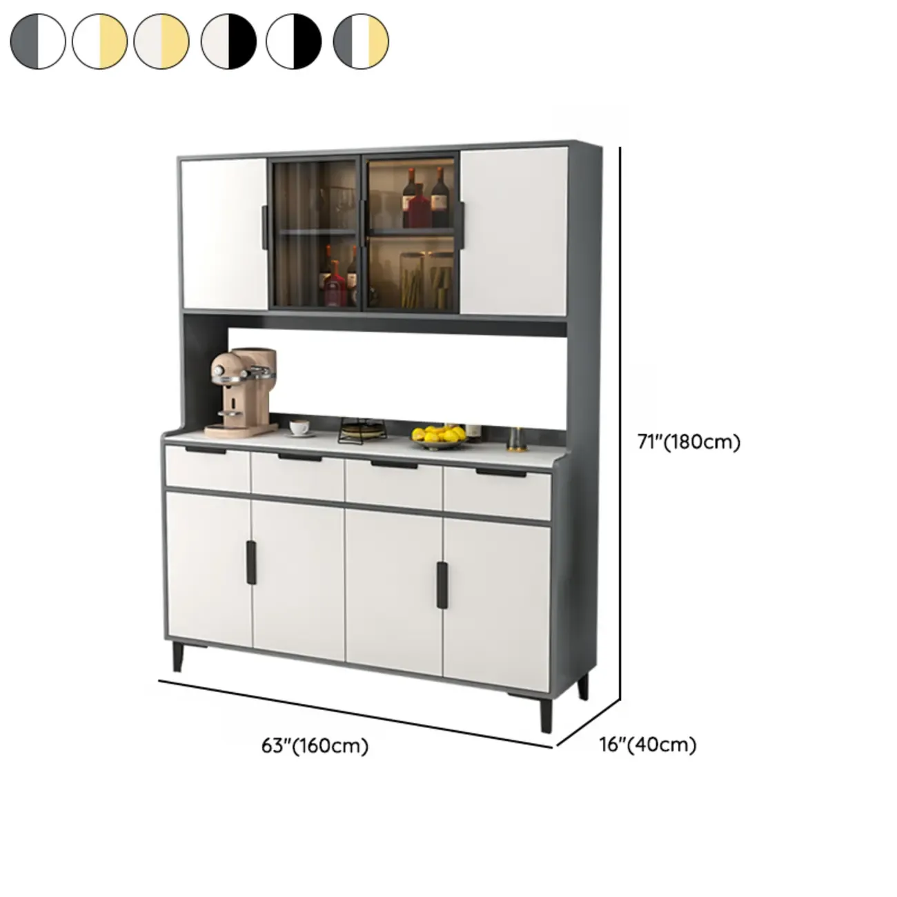 Modern Wooden Display Cabinet with Glass Doors Image - 30