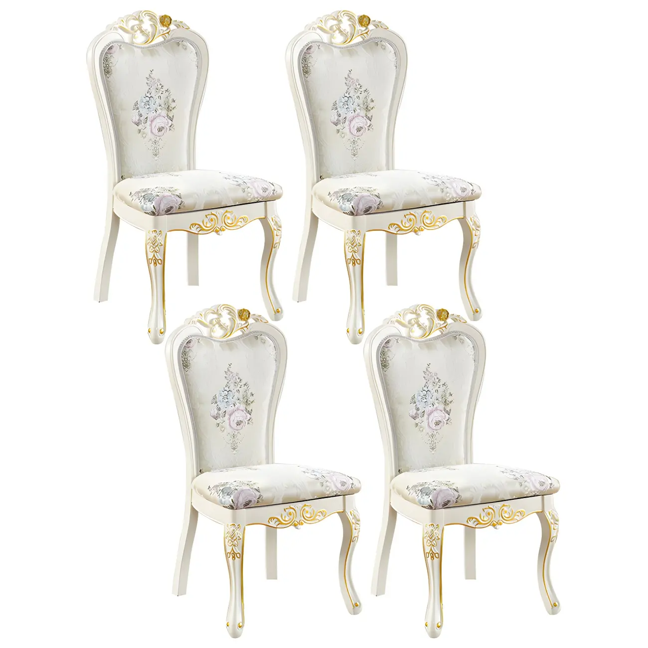 White Wood Victorian Upholstered Dining Chair Image - 46 | homeyfad