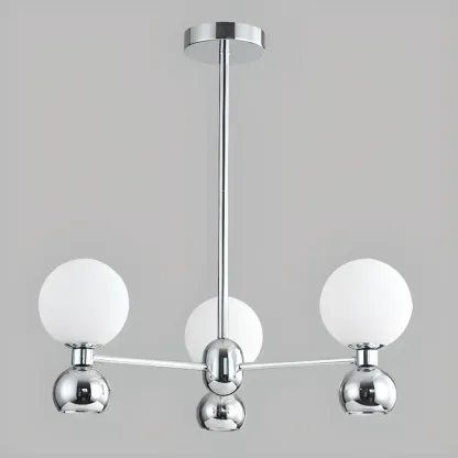 Modern Style White Globe Chandelier with Metal Frame Image - 19