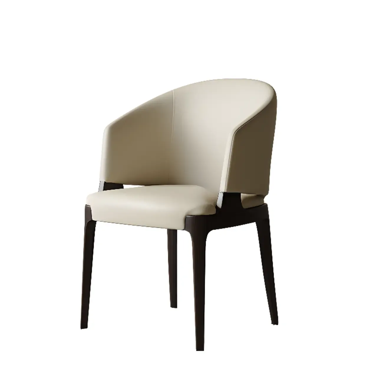 Contemporary Faux Leather Slop Arm Dining Chair Image - 10