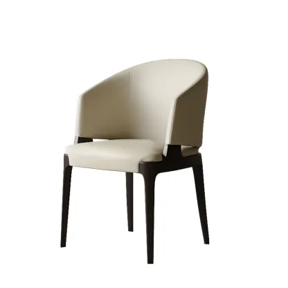 Contemporary Faux Leather Slop Arm Dining Chair Image - 10