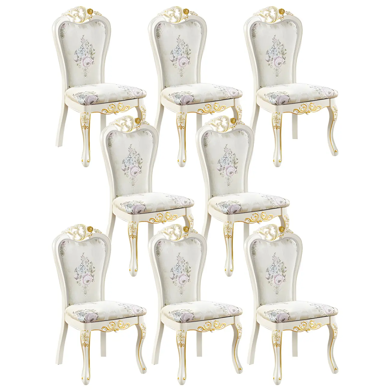 White Wood Victorian Upholstered Dining Chair Image - 47 | homeyfad