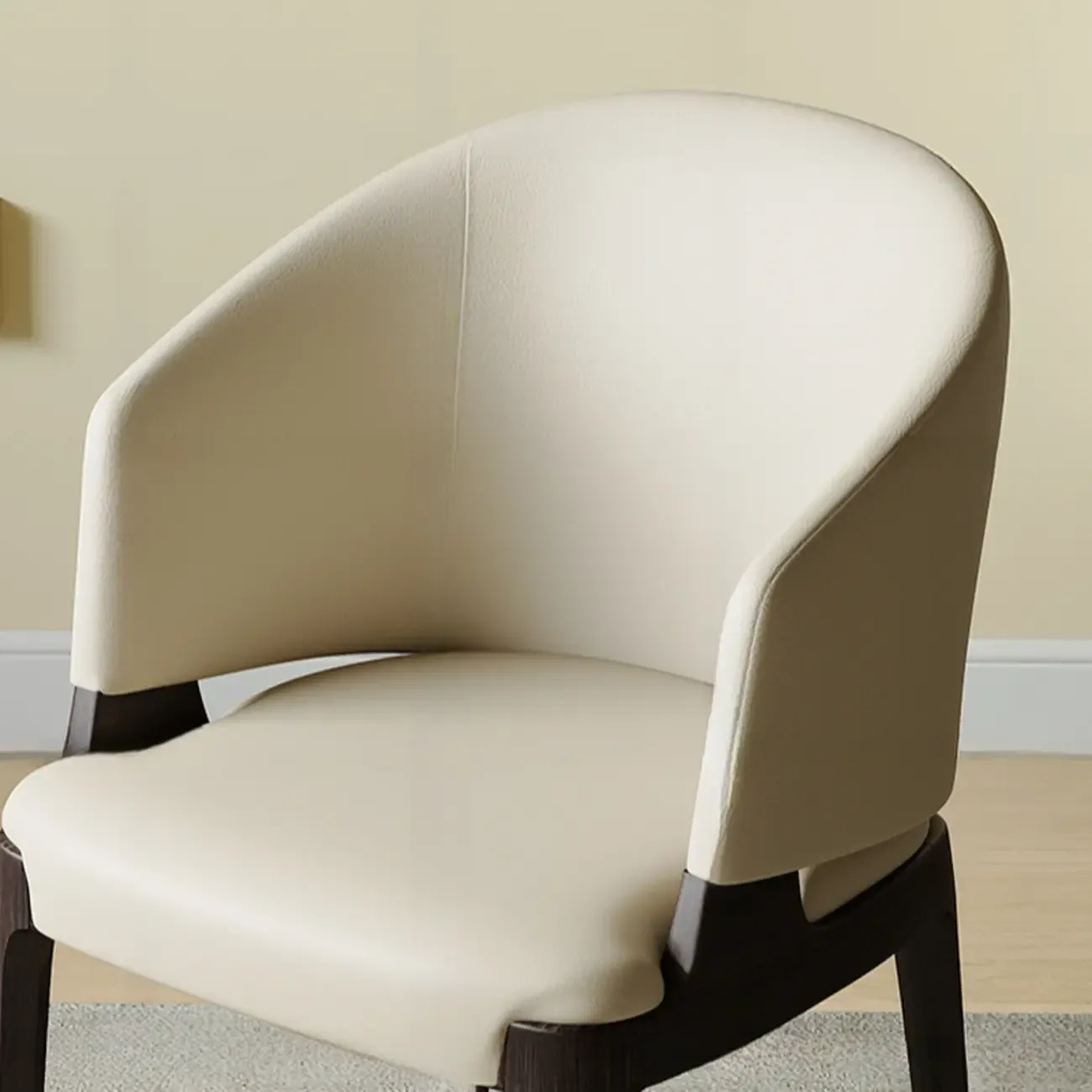Contemporary Faux Leather Slop Arm Dining Chair Image - 11