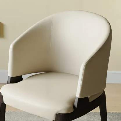 Contemporary Faux Leather Slop Arm Dining Chair Image - 11