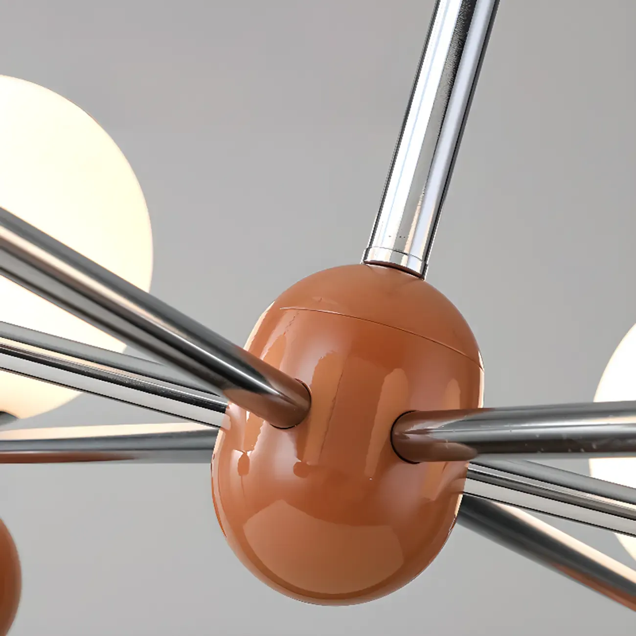 Modern Style White Globe Chandelier with Metal Frame Image - 21