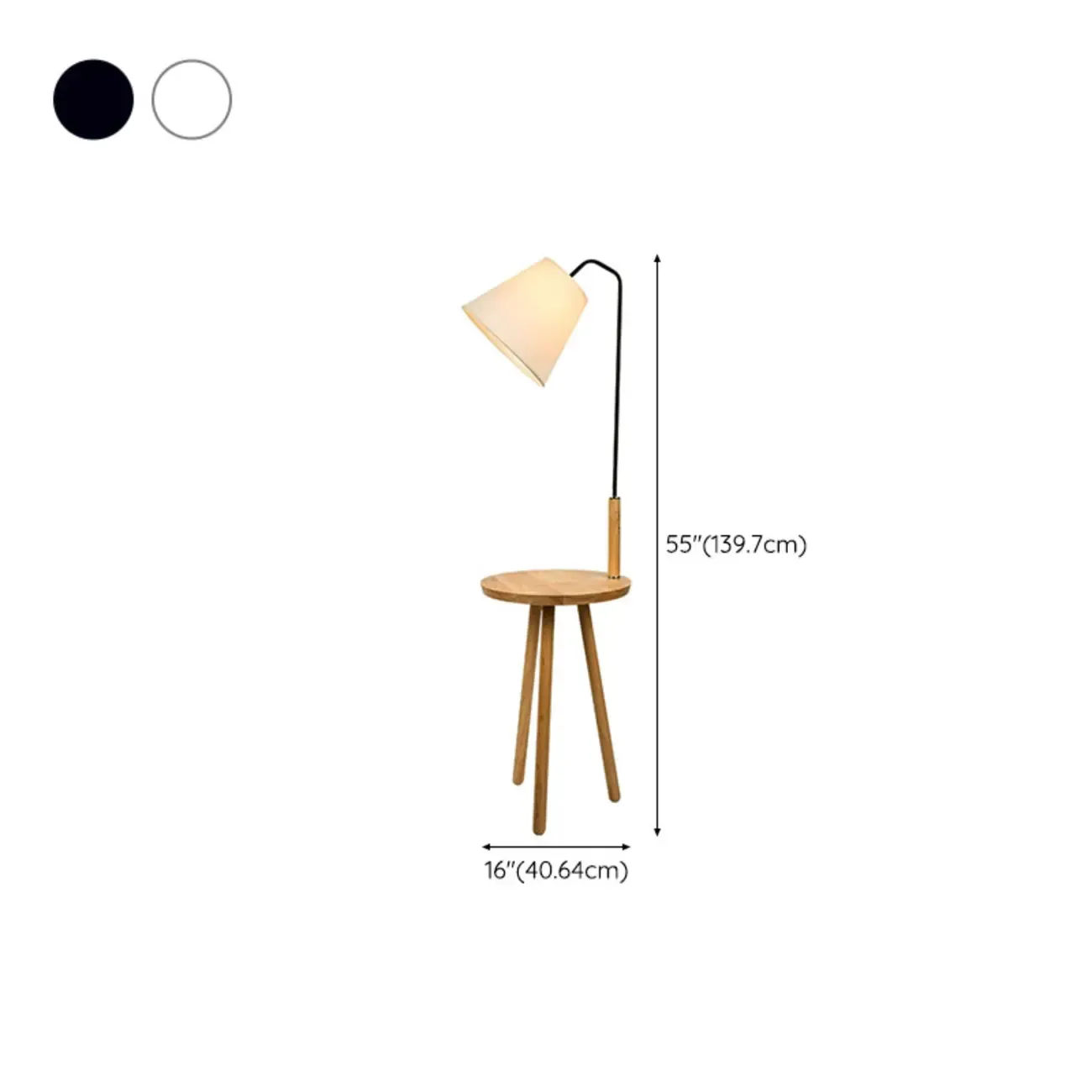 Metal Fabric Shade Floor Lamp with Tripod Table for Living Room #size