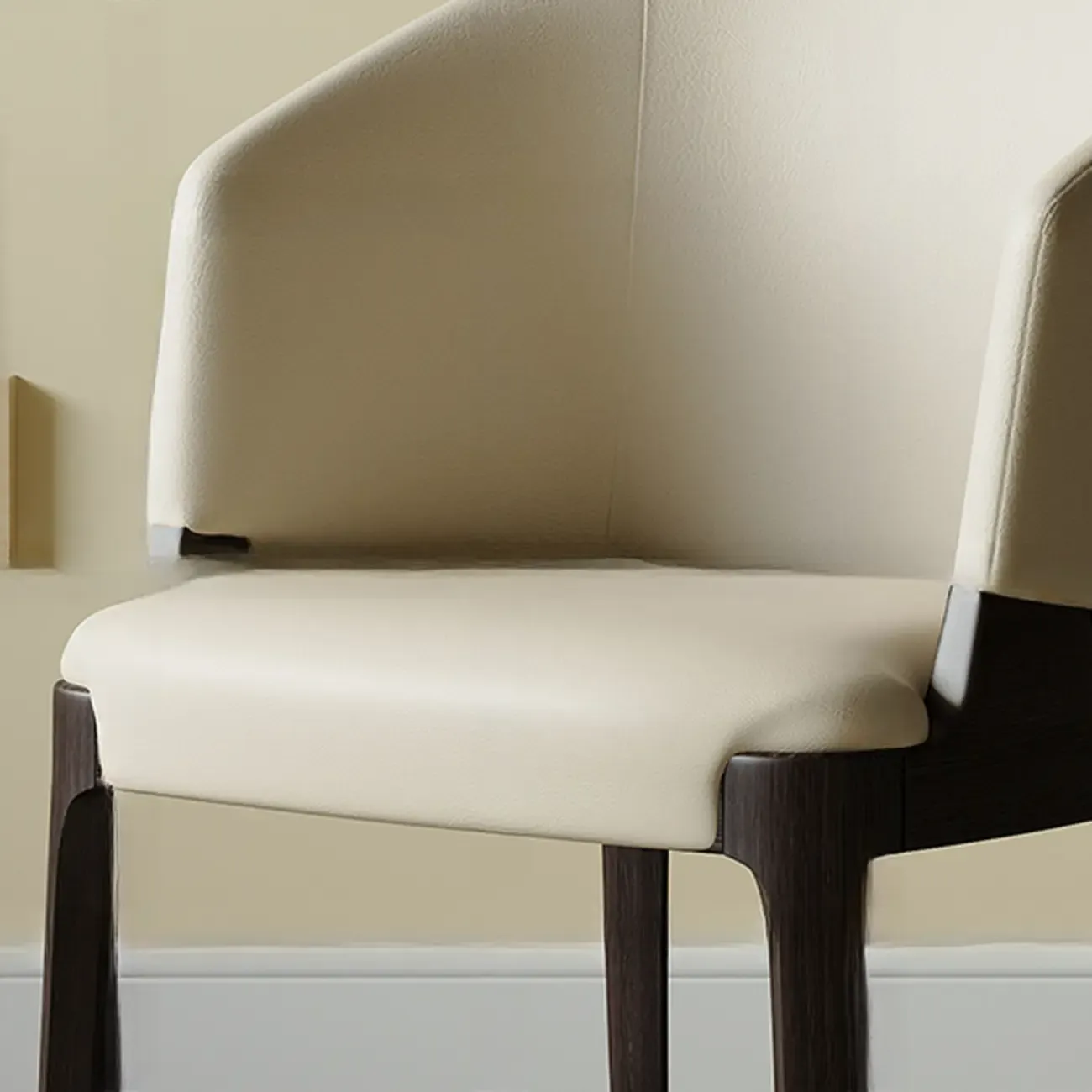 Contemporary Faux Leather Slop Arm Dining Chair Image - 12