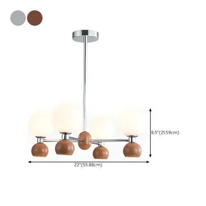 Modern Style White Globe Chandelier with Metal Frame Image - 23
