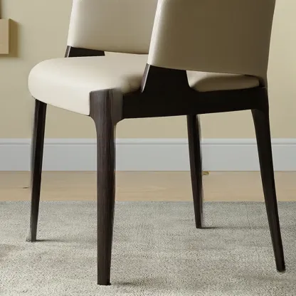 Contemporary Faux Leather Slop Arm Dining Chair Image - 13