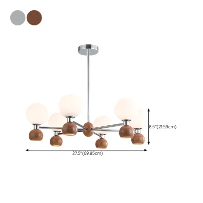 Modern Style White Globe Chandelier with Metal Frame Image - 24