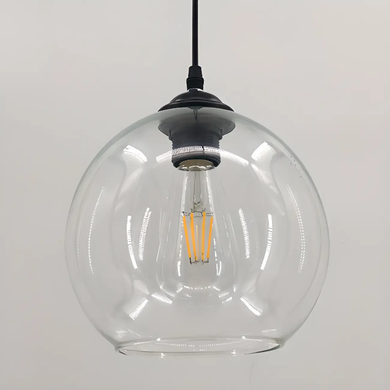 Nordic Smoky Glass Ball Shape Pendant Light for Living Room Image - 2