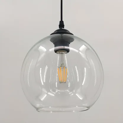 Nordic Smoky Glass Ball Shape Pendant Light for Living Room Image - 2