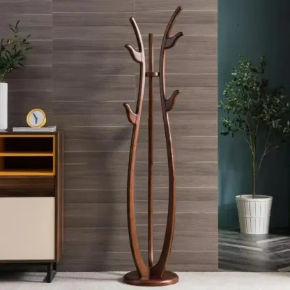 Modern Brown Freestanding Hall Tree with Hooks Image - 4