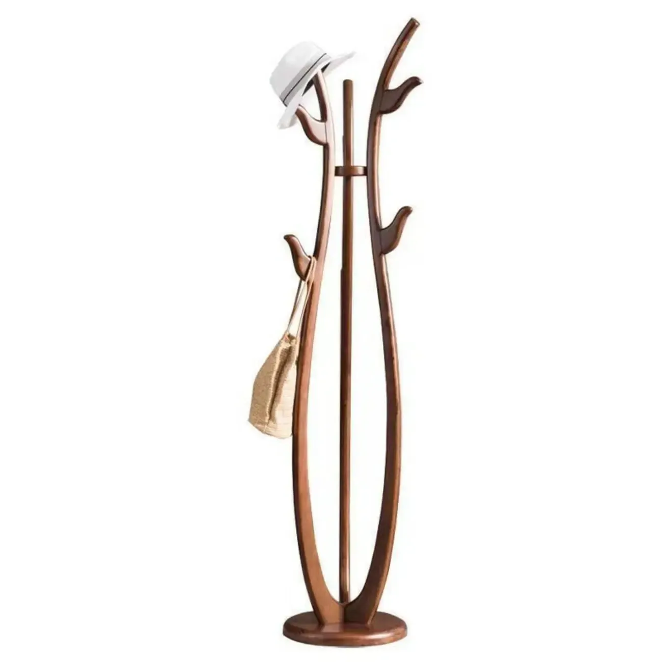 Modern Brown Freestanding Hall Tree with Hooks Image - 5
