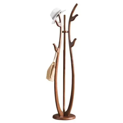 Modern Brown Freestanding Hall Tree with Hooks Image - 5