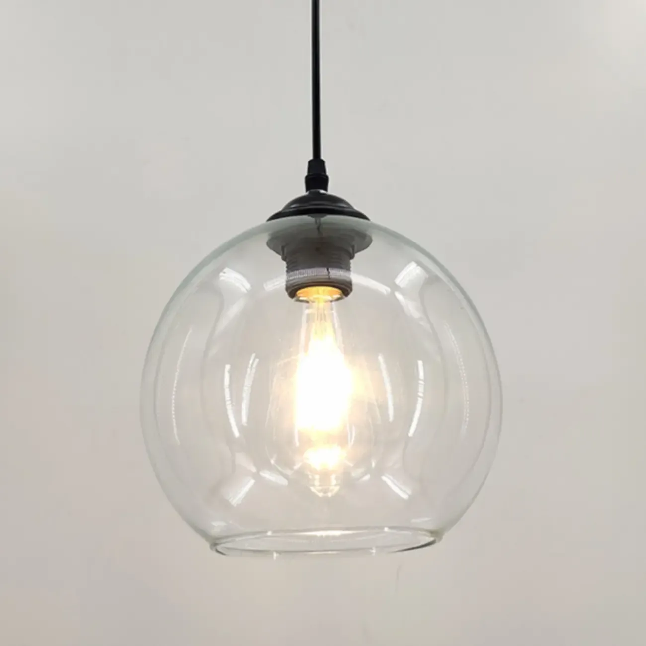 Nordic Smoky Glass Ball Shape Pendant Light for Living Room Image - 5