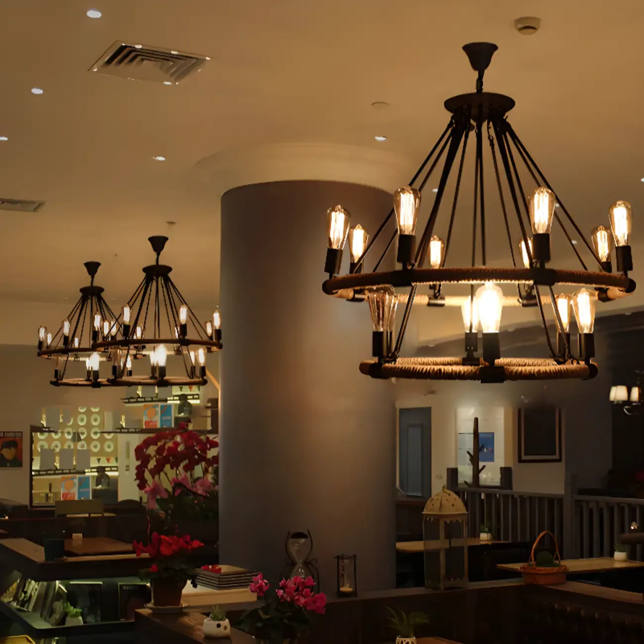 Industrial Vintage Iron Chandelier with 	Adjustable Height Image - 1