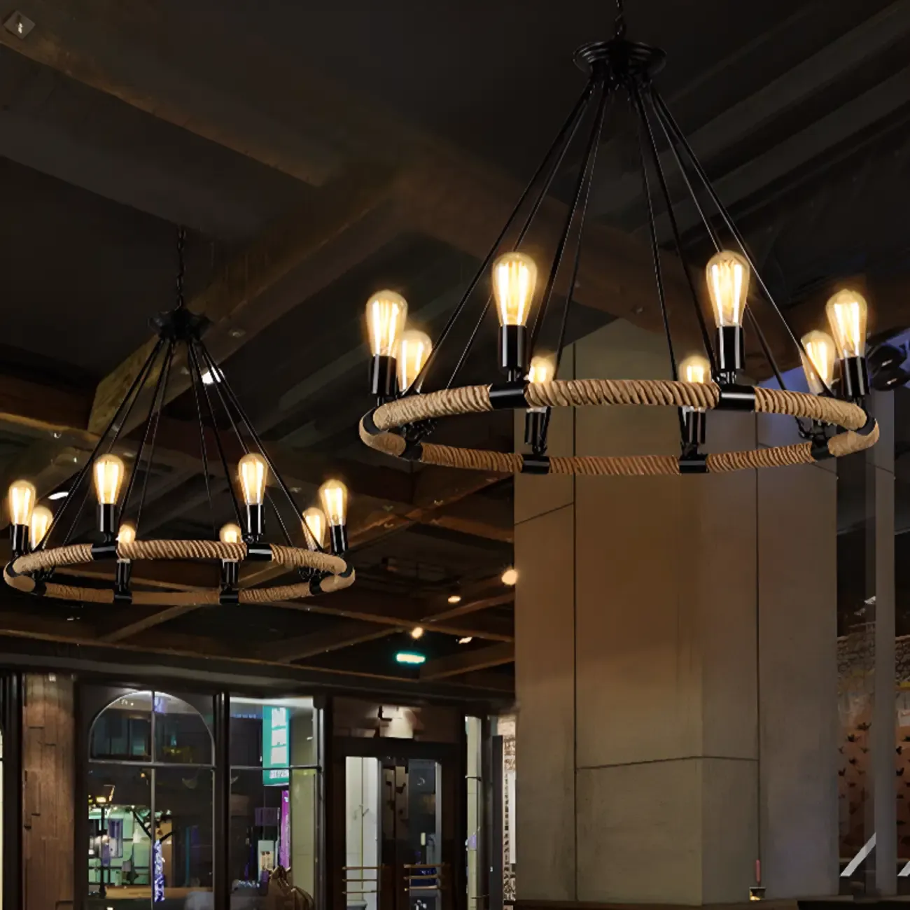 Industrial Vintage Iron Chandelier with 	Adjustable Height Image - 2
