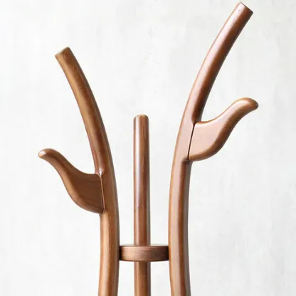 Modern Brown Freestanding Hall Tree with Hooks Image - 8