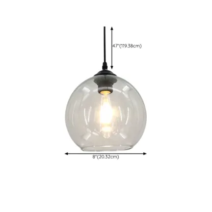 Nordic Smoky Glass Ball Shape Pendant Light for Living Room Image - 9