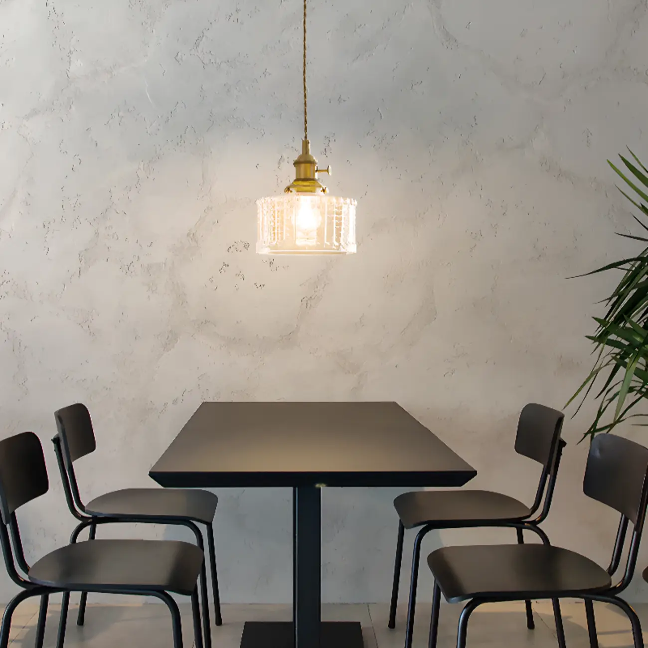 Modern Clear Glass Stripe Lampshade Pendant Light for Dining Room Image - 2 | homeyfad