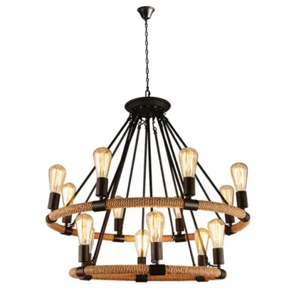 Industrial Vintage Iron Chandelier with 	Adjustable Height Image - 5